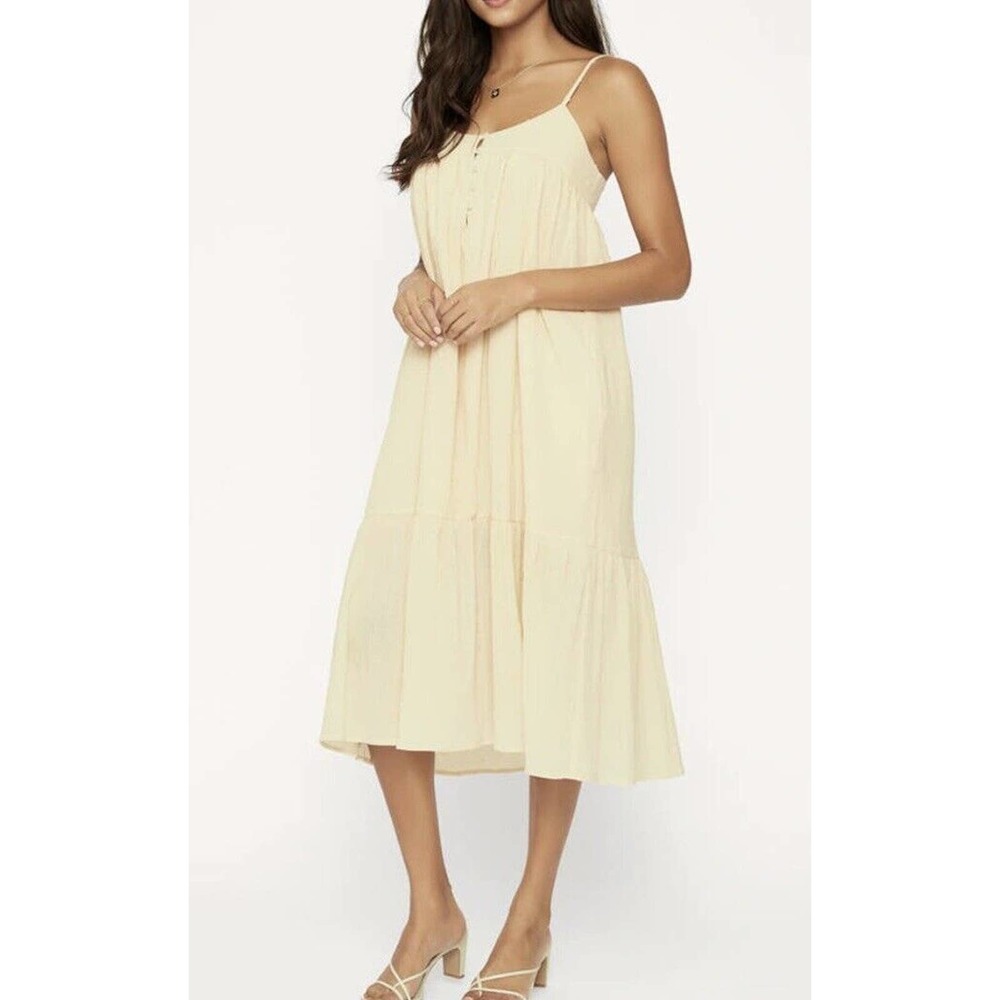NWT Lost +Wander Womens Sweet Lemon Pie Midi Dress Sz Small Pockets Cotton Nude